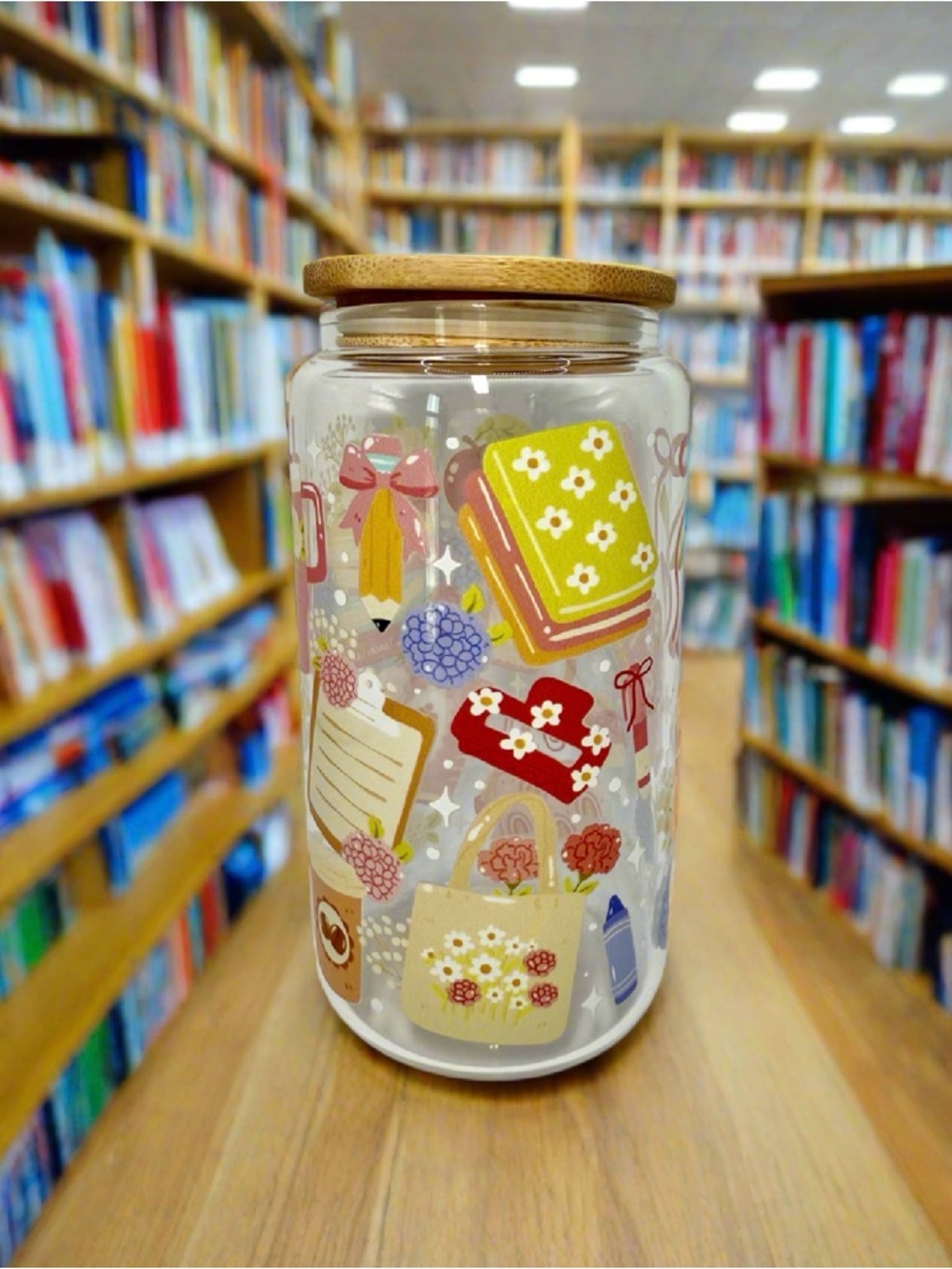 ☁️ HANDCRAFTED BY MINTCLOUDNINE - CAN GLASS CUP - TEACH LOVE INSPIRE 🍎